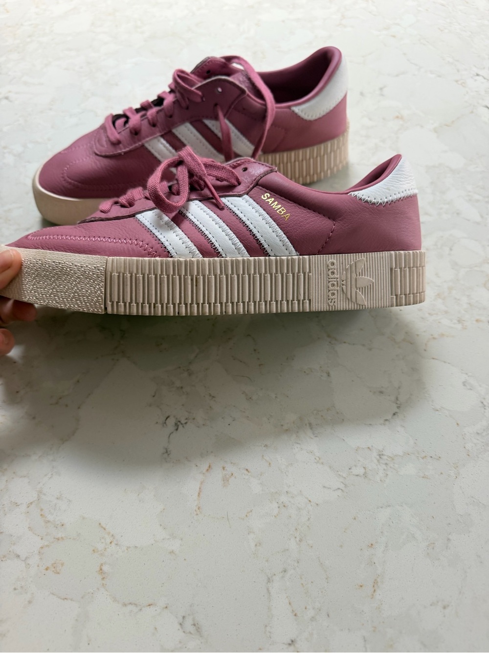 adidas Samba Platform Sneakers in Rose Pink & White